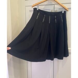 Ella Rose black pleated midi skirt with patent leather waist details Sz. 8 black